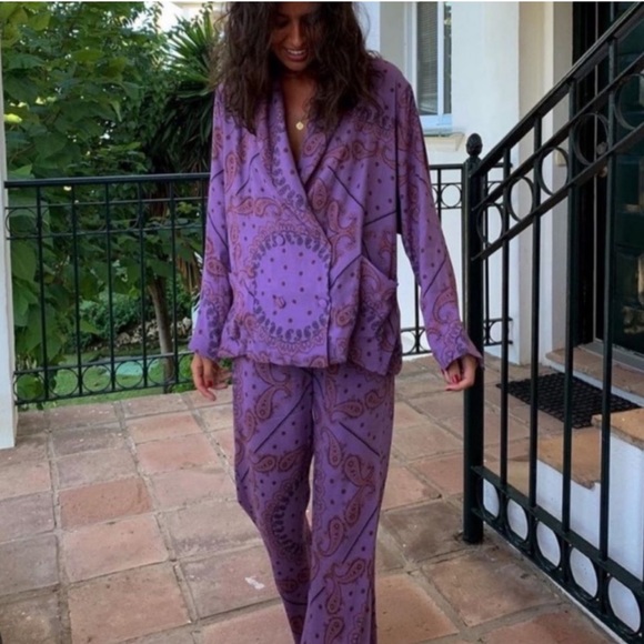 Zara Pants - ZARA purple paisley pants NWT